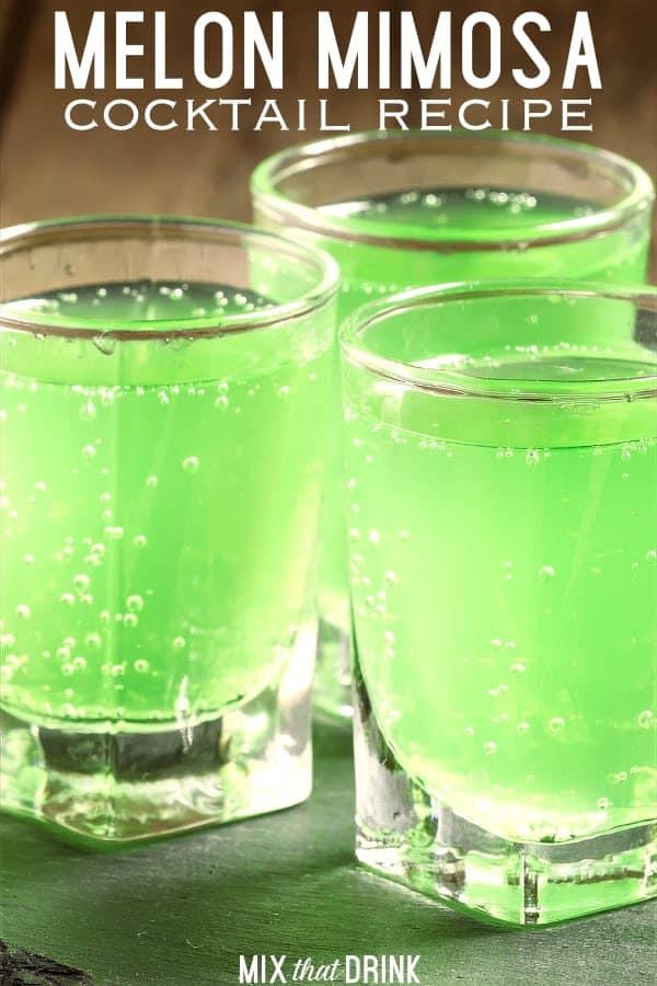 Close up of Melon Mimosa drinks arranged on table