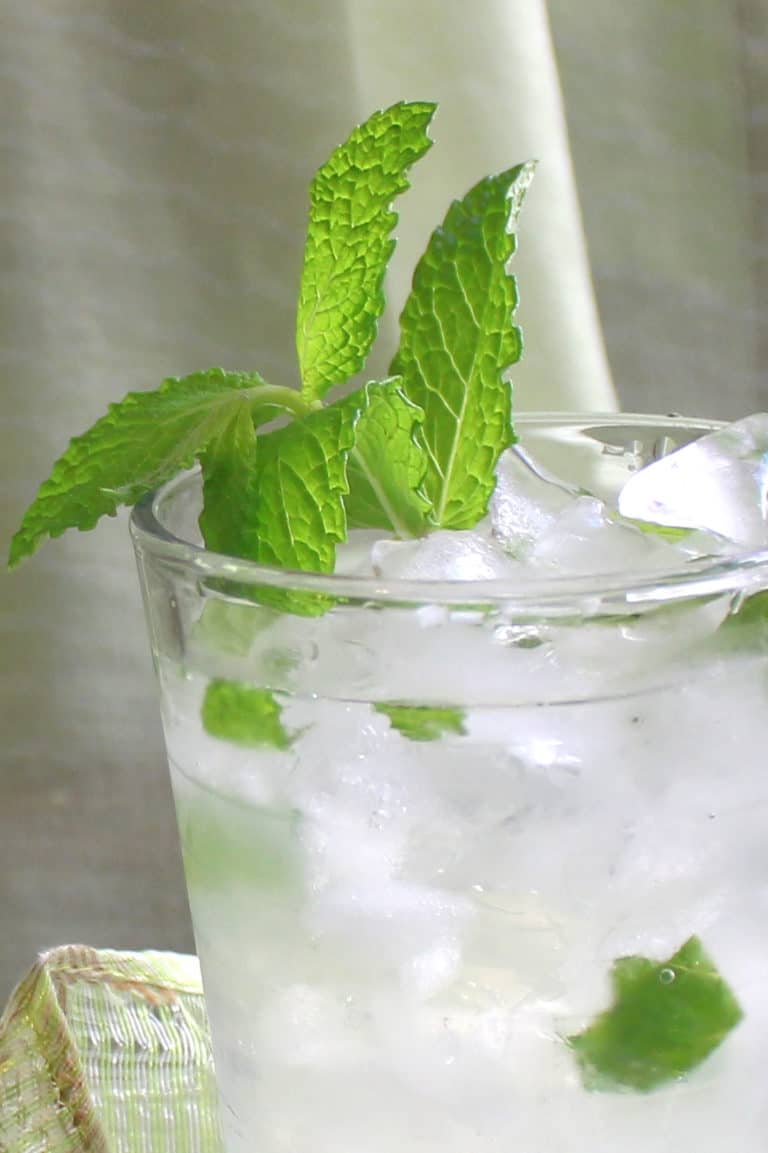 Close-up view of Mojitarita drink with lots of mint sprigs