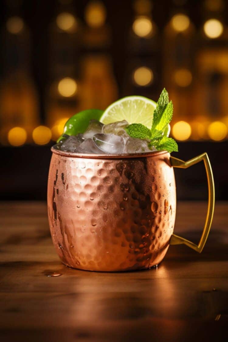 Moscow Moose cocktail in a copper mug