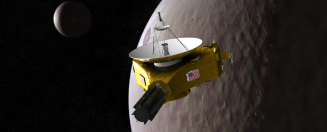 new horizons space probe with planets in the background