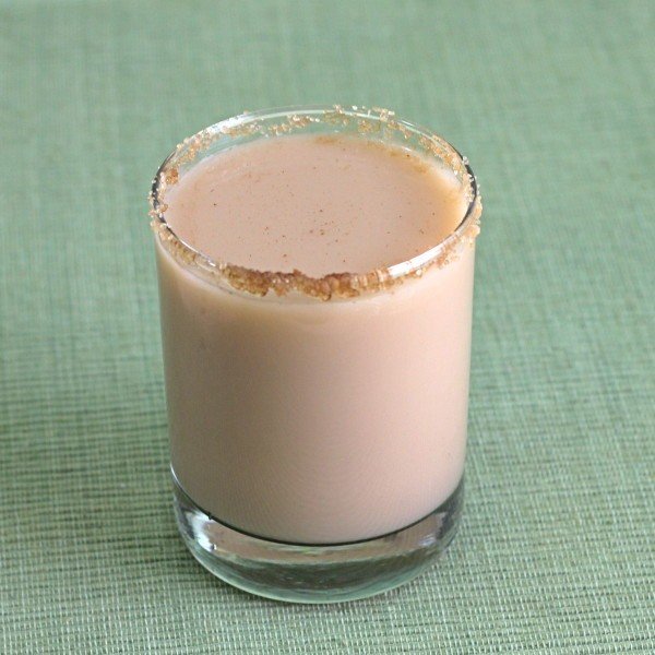 Angled view of Oatmeal Cookie drink with cinnamon sugar rim 