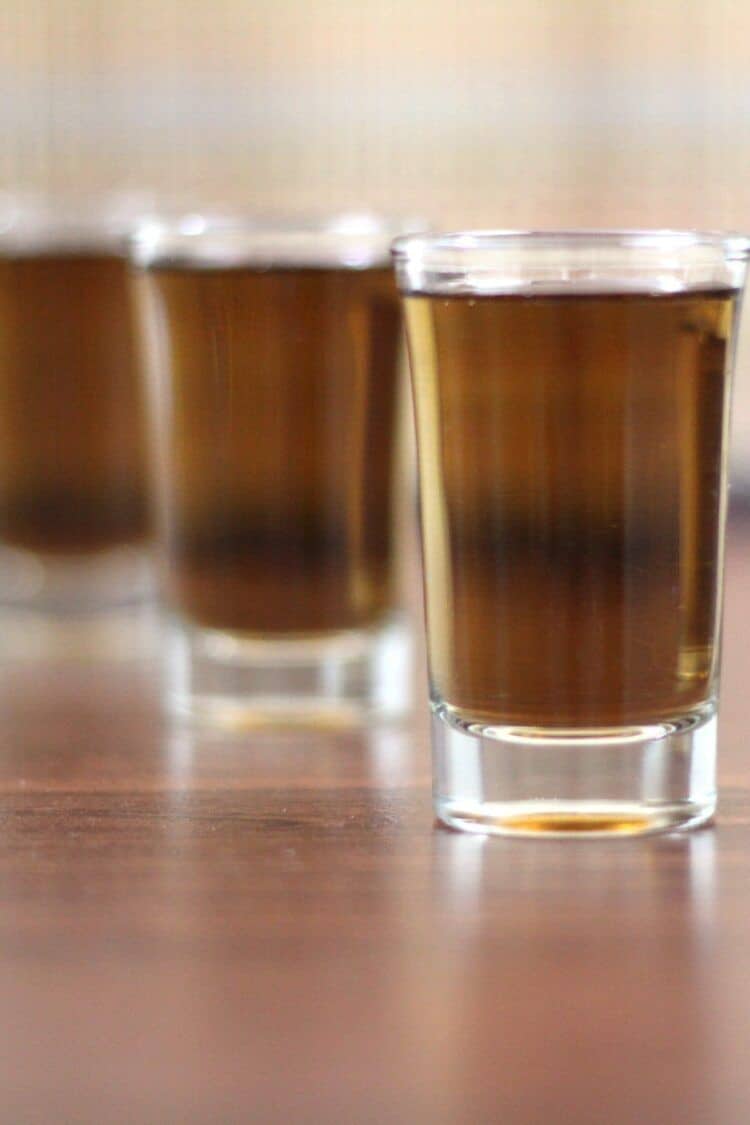 Oil Slick drinks lined up on bar