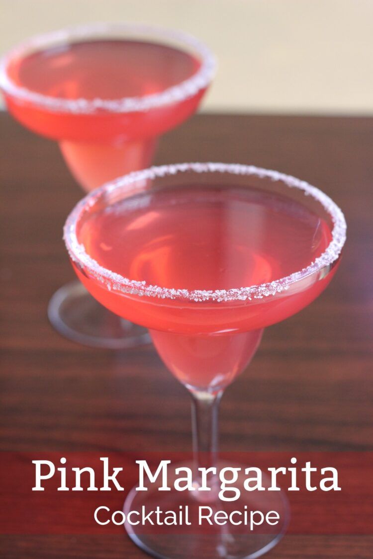 Pink Margarita drinks with salt rim