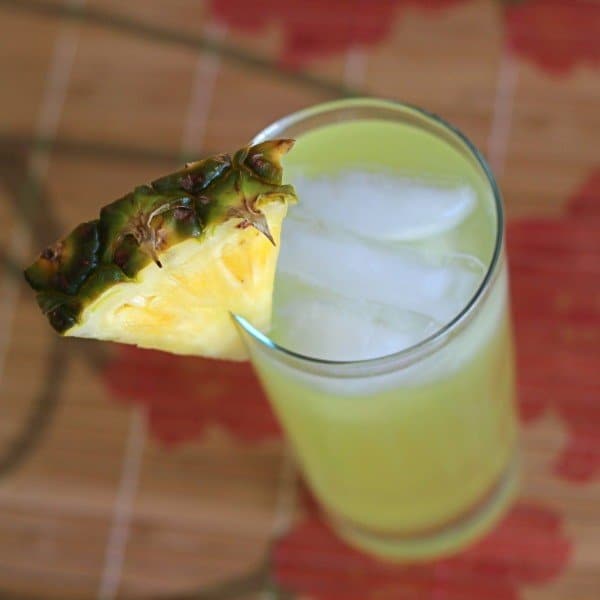 Overhead view of Poker Face drink with pineapple