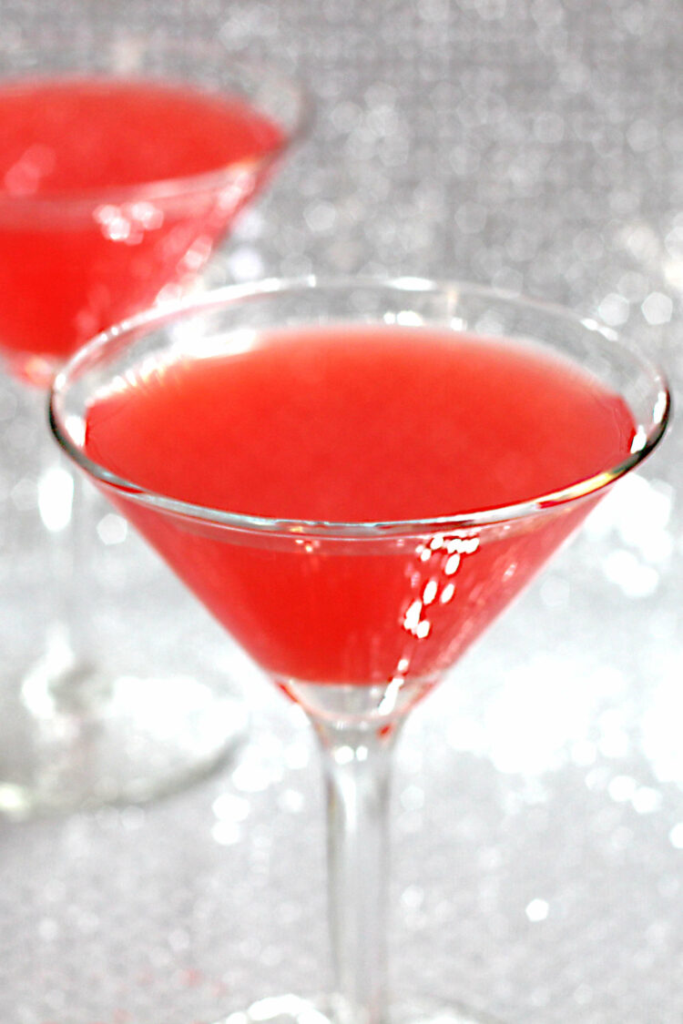 Pomegranate Martini in cocktail glass