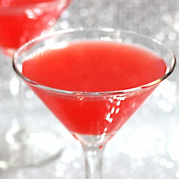 Pomegranate Martini in cocktail glass