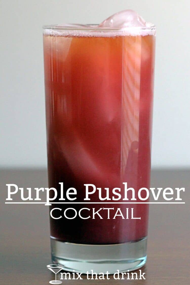 Purple Pushover drink with ice melted by flame