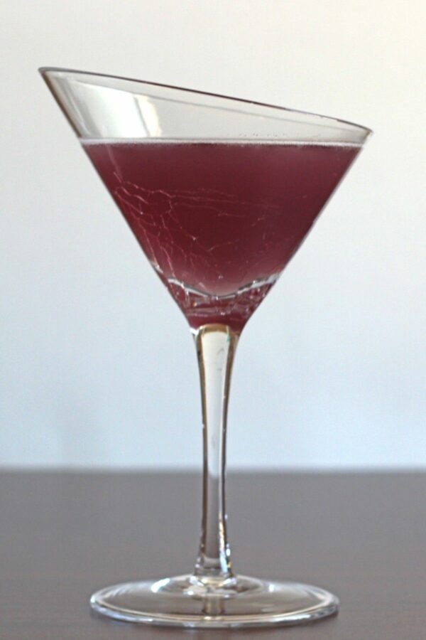 Purple Turtle drink in decorative martini glass