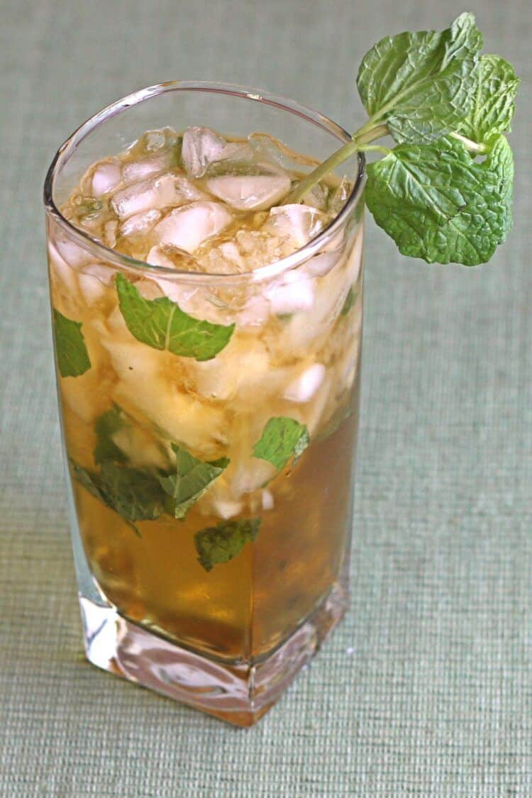 Queen's Park Swizzle drink with mint sprigs