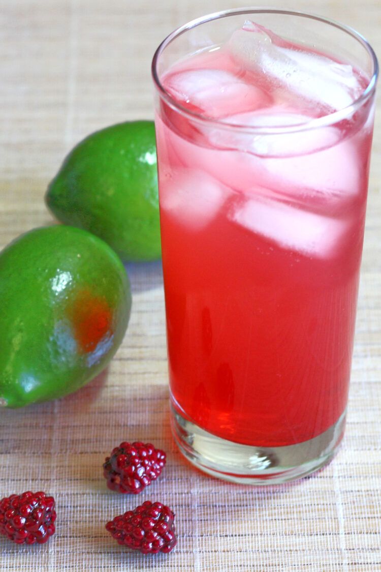 Raspberry-Lime Rickey in tall glass