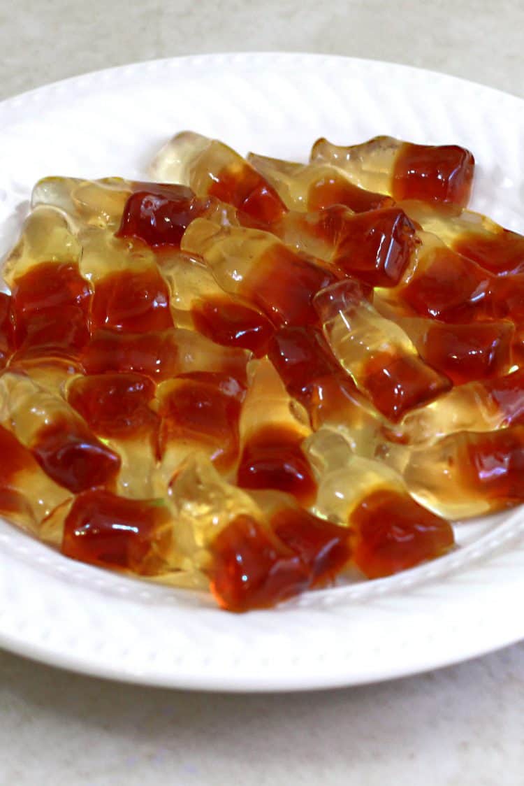 Rum 'n' Coke Gummies on white plate