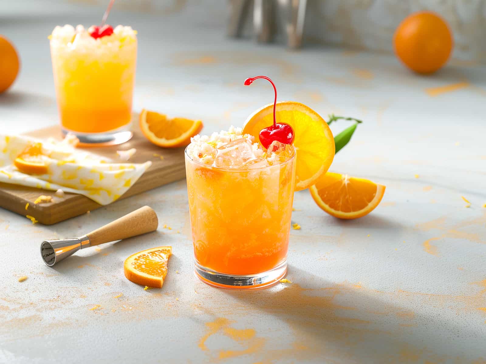 Rum Swizzle drink with crushed ice