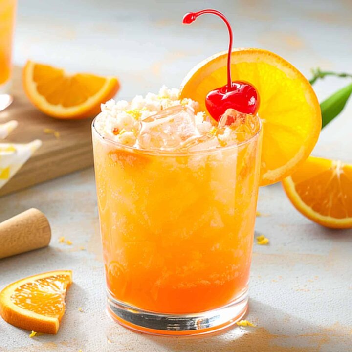 Rum Swizzle drink with crushed ice