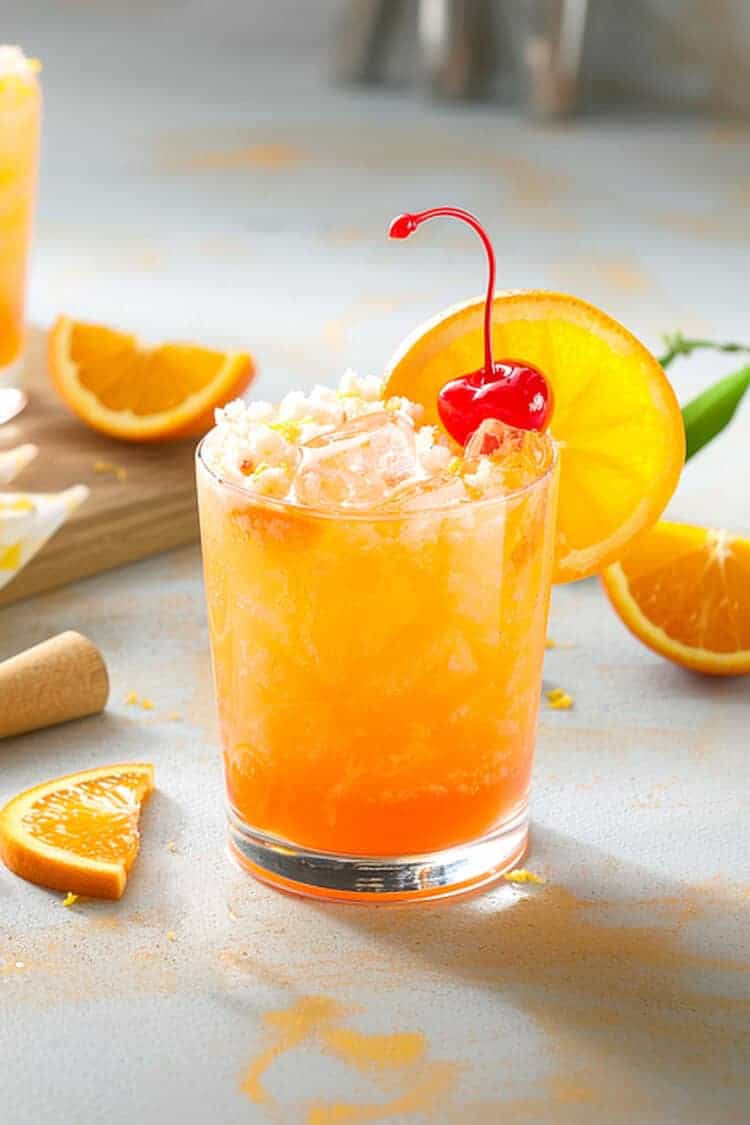 Rum Swizzle drink with crushed ice