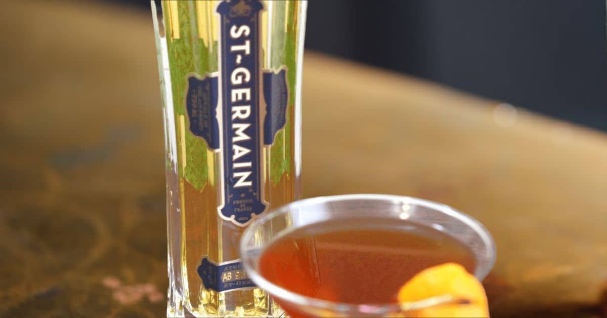 St. Germain cocktail with lemon and rosemary garnish