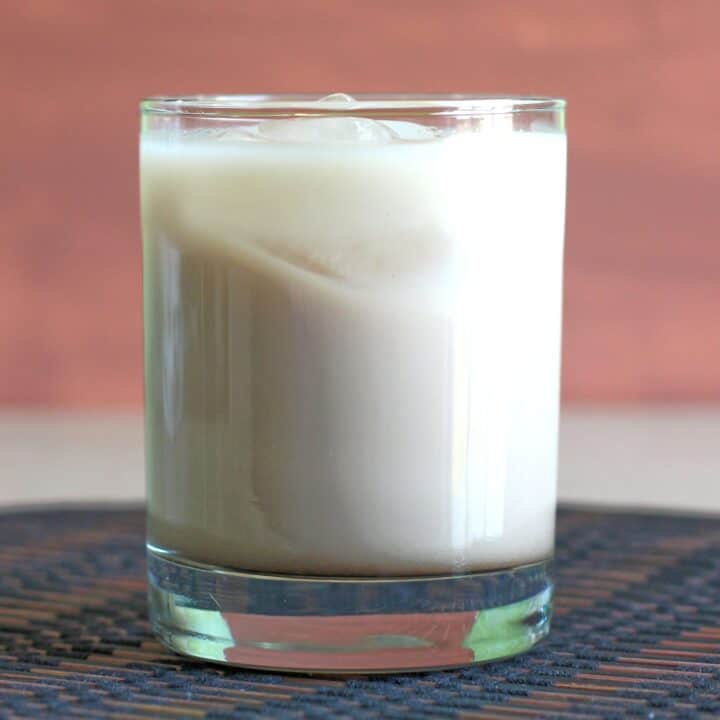 Toasted Almond drink sitting on placemat