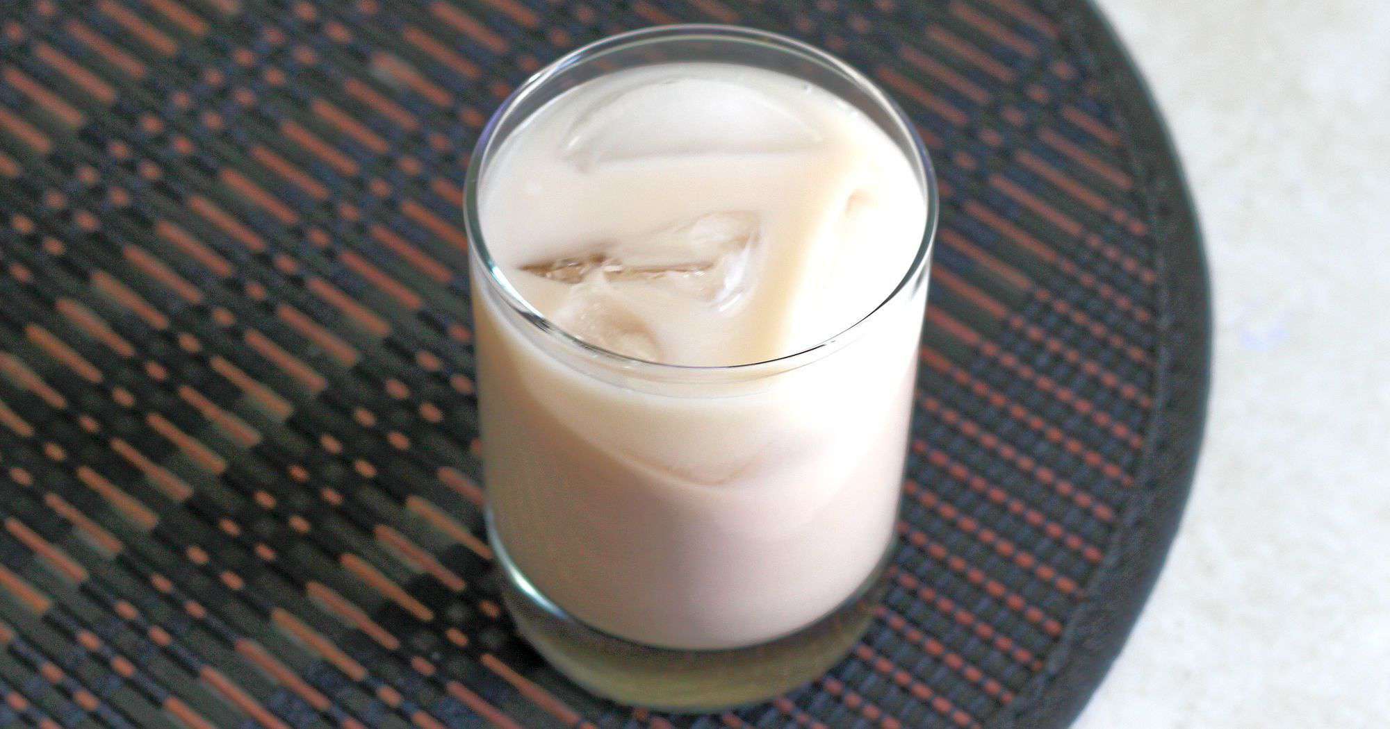 Toasted Almond drink over ice in rocks glass