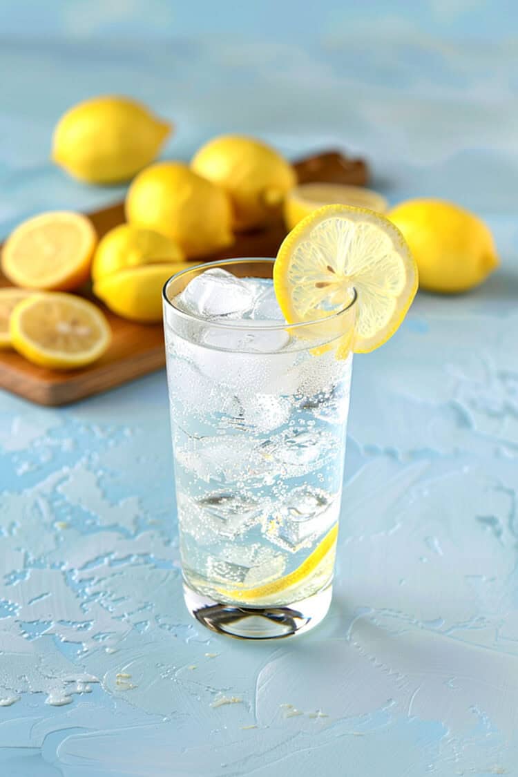 Tom Collins cocktail with orange slice