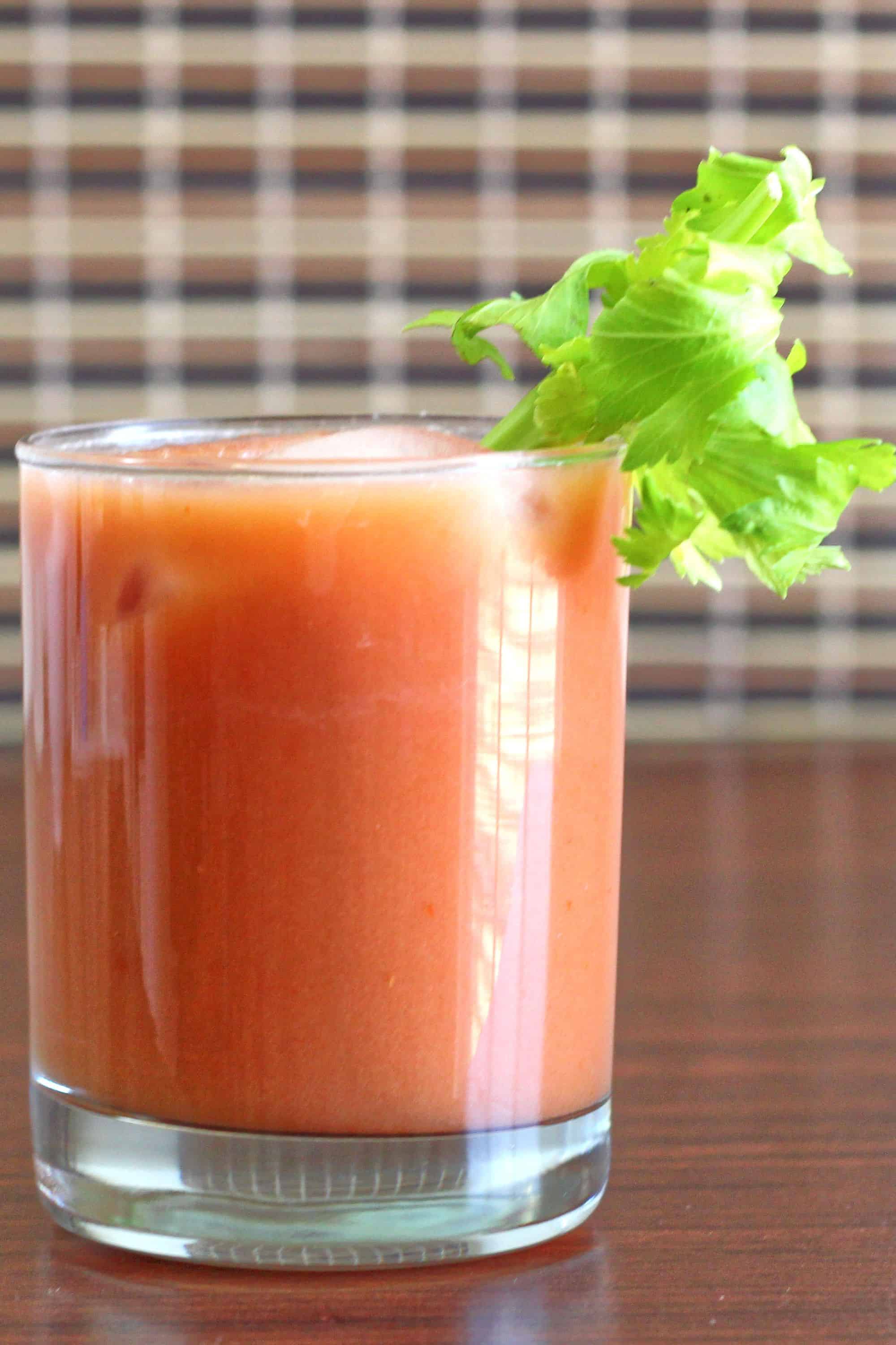 Tomato Lassi with celery garnish