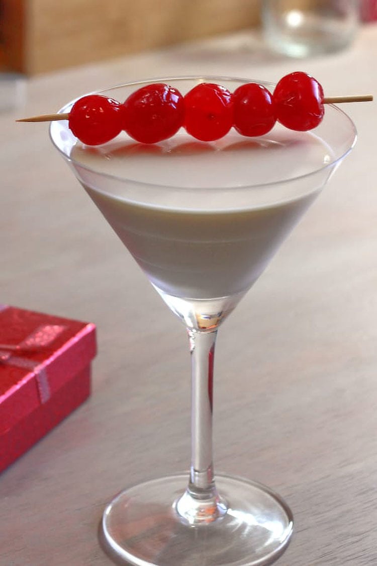 Very Cherry Christmas cocktail garnished with cherries