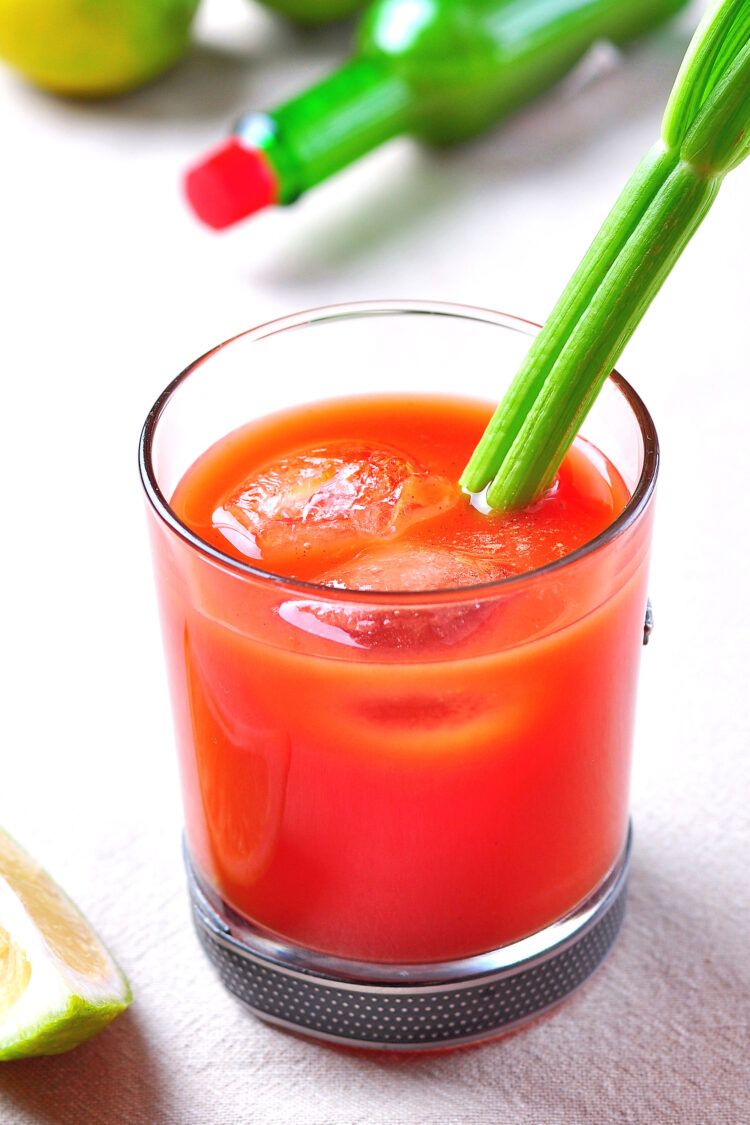 Virgin Mary mocktail with celery garnish