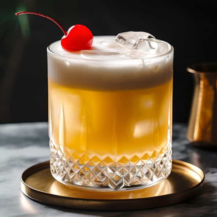 Whiskey sour with aquafaba and cherry