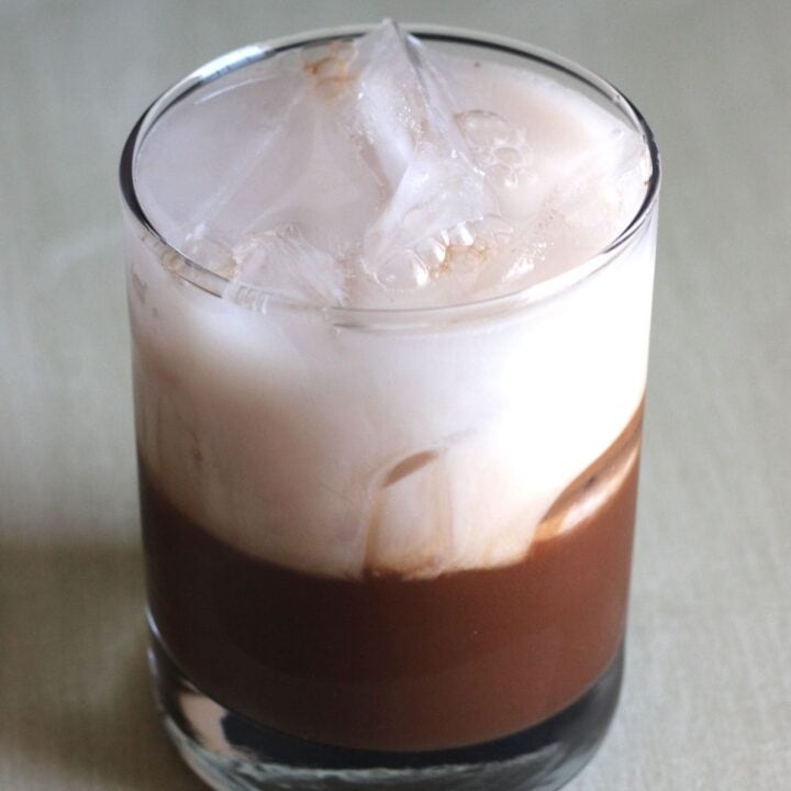 White Russian drink on table