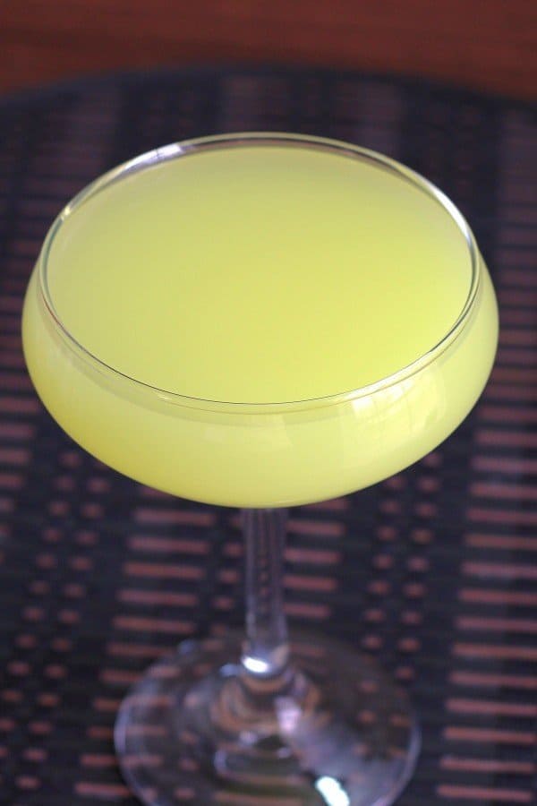 Closeup view of Yellow Sea drink in champagne saucer