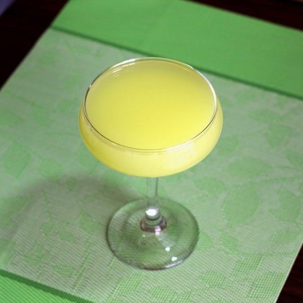 Yellow Sea drink in champagne saucer